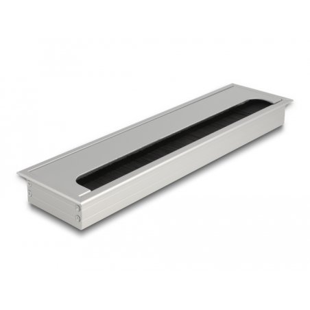 DeLOCK Cable grommet for table mounting with brush 300 x 80 x 28 mm silver