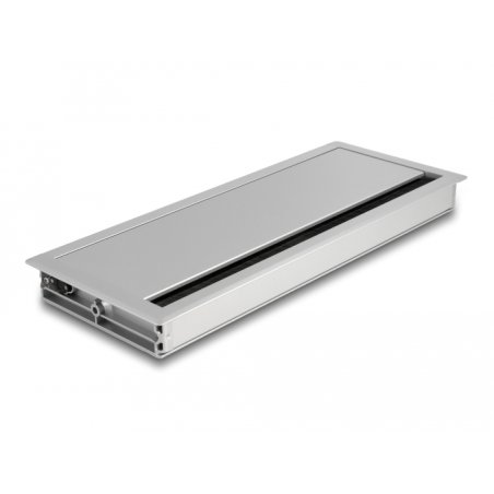 Delock Kabeldurchführung für Tischeinbau mit Bürste 300 x 120 x 28 mm silber