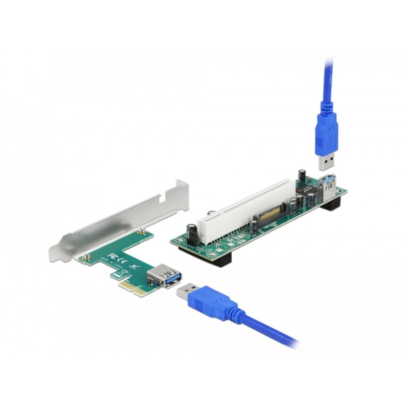 DeLOCK Riser Card PCI Express x1 to 1 x PCI 32 Bit Slot with 60 cm cable