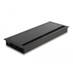 Delock Kabeldurchführung für Tischeinbau mit Bürste 300 x 120 x 28 mm schwarz