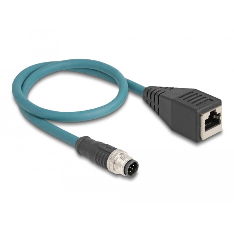 DeLOCK M12 Adapter Cable A-coded 8 pin male to RJ45 female 50 cm