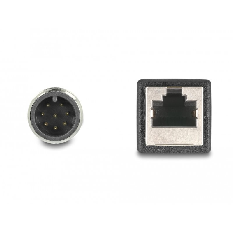Delock M12 Adapterkabel A-kodiert 8 Pin Stecker zu RJ45 Buchse 50 cm