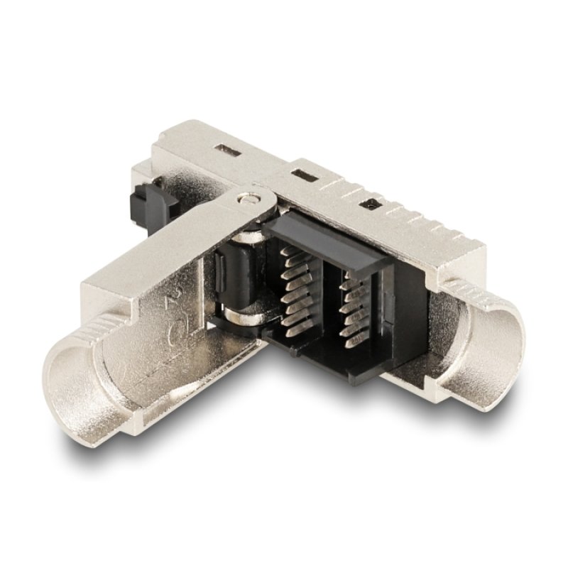 Delock RJ45 Stecker feldkonfektionierbar Cat.6A mit Kabelverschraubung und Staubschutz werkzeugfrei