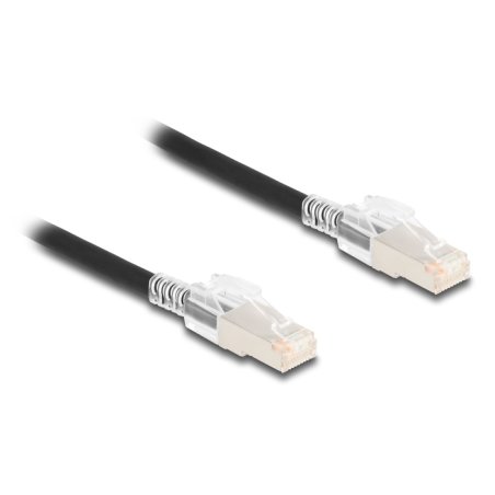 DeLOCK RJ45 Network Cable Cat.6A S/FTP with secure clips set 2 m black