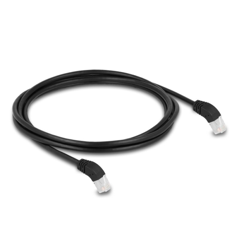 DeLOCK RJ45 câble de réseau Cat.6A S/FTP, coudé 45° bas, 2 m, noir
