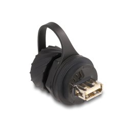 DeLOCK Cable Connector USB 2.0 Type-B female to USB 2.0 Type-A female for installation with bayonet protective cap IP68