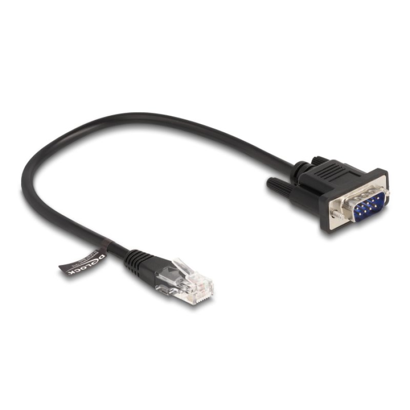 DeLOCK Câble RJ45 mâle à Serial RS-232 D-Sub 9 mâle, 30 cm, noir