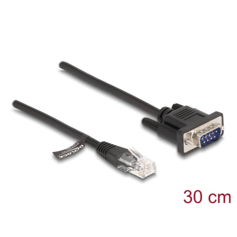 Delock Kabel RJ45 Stecker zu Seriell RS-232 D-Sub 9 Stecker 30 cm schwarz