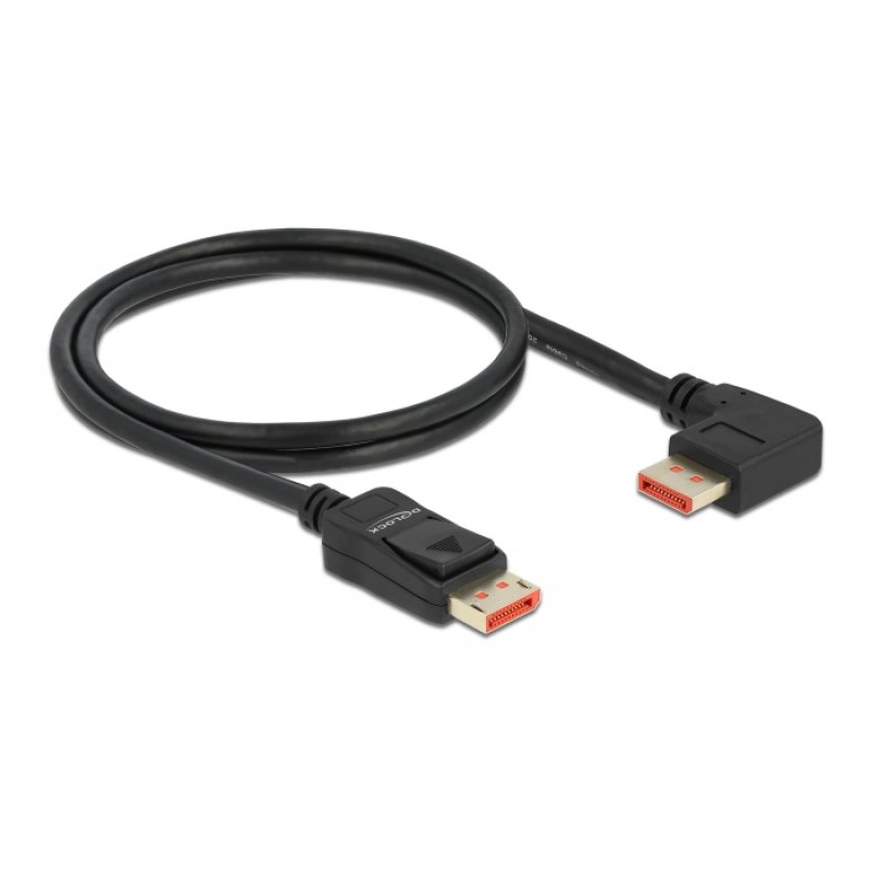 Delock DisplayPort Kabel Stecker gerade zu Stecker 90° rechts gewinkelt 8K 60 Hz 1 m