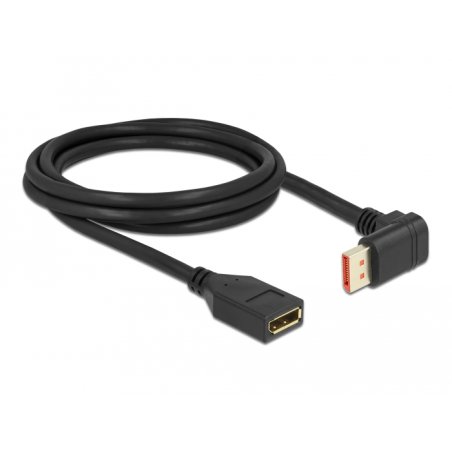 Delock DisplayPort Verlängerungskabel Stecker 90° unten gewinkelt zu Buchse 8K 60 Hz 2 m