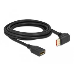 Delock DisplayPort Verlängerungskabel Stecker 90° unten gewinkelt zu Buchse 8K 60 Hz 3 m