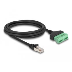 DeLOCK Adaptateur RJ45 de câble Cat.6 mâle à bloc terminal, 2 m, 2 parties