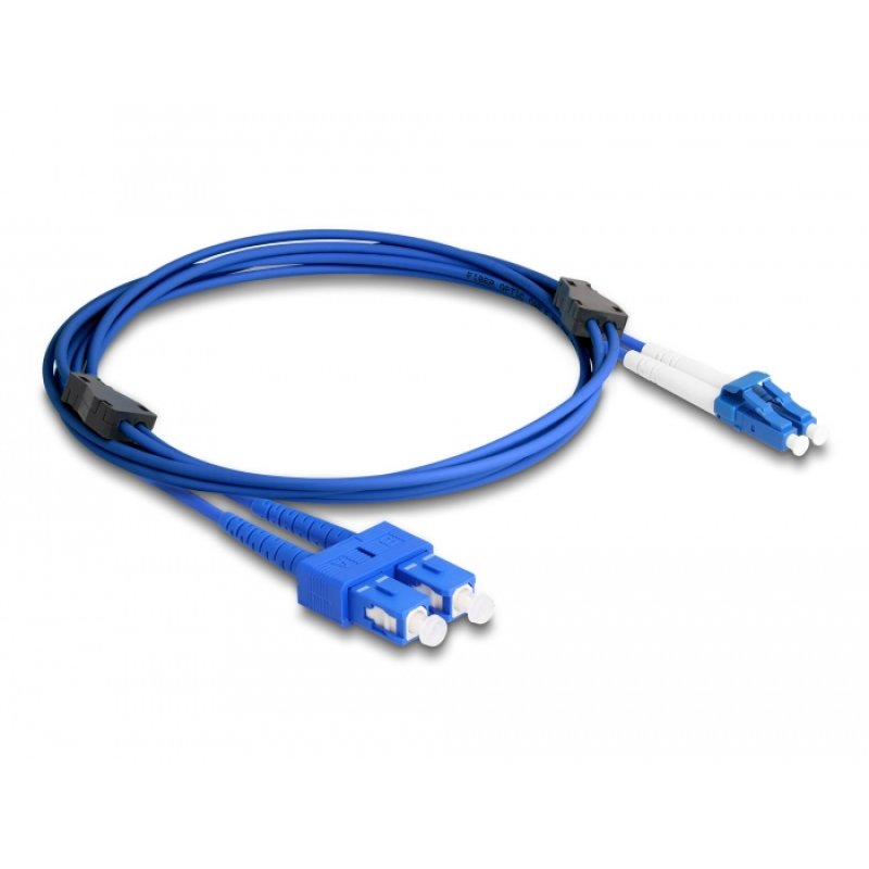 DeLOCK Câble de fibre optique avec blindage métallique LC Duplex à SC Duplex mode simple OS2, 2 m