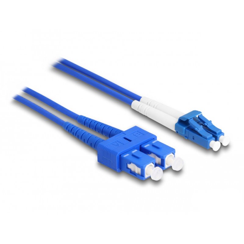 DeLOCK Câble de fibre optique avec blindage métallique LC Duplex à SC Duplex mode simple OS2, 2 m