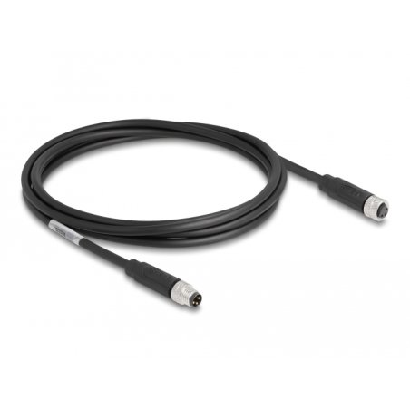 DeLOCK M8 3 pin Cable A-coded male to female PUR (TPU) 2 m