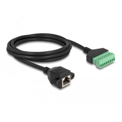 Delock RJ45 Kabel Cat.6 Buchse zu Terminalblock Adapter zum Einbau 2 m 2-teilig