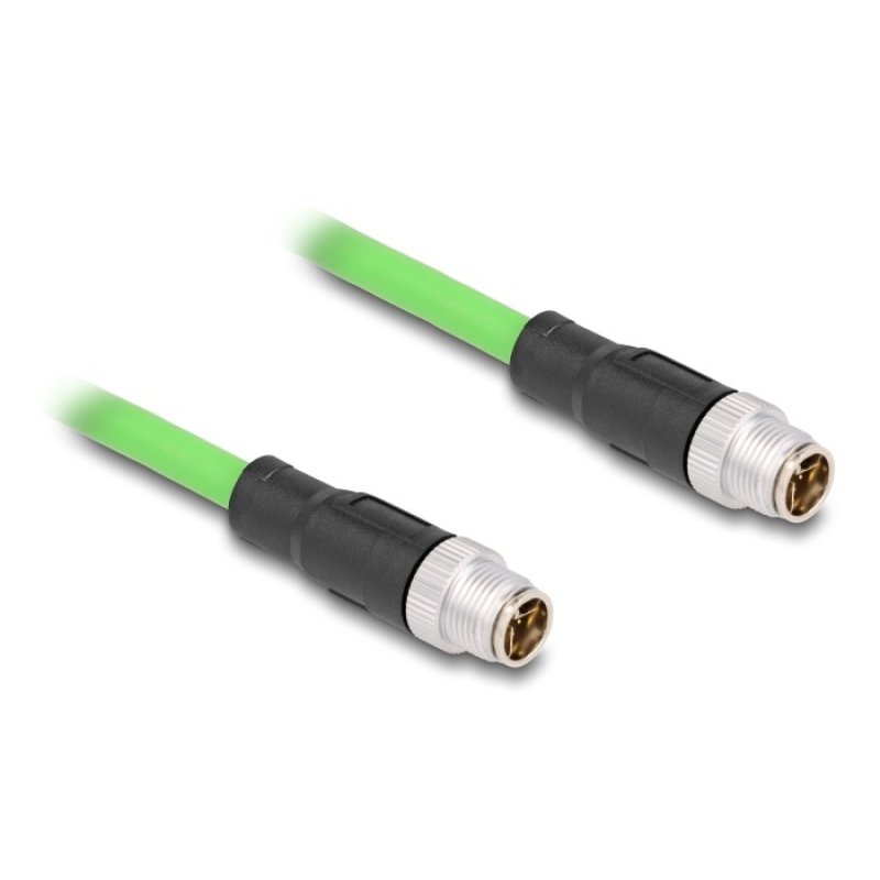 Delock M12 Kabel X-kodiert 8 Pin Stecker zu Stecker PUR (TPU) 1 m