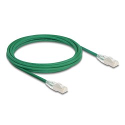 Delock RJ45 Netzwerkkabel Cat.6A Stecker zu Stecker mit gebogener Rastnase U/FTP Slim 3 m grün