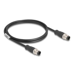 DeLOCK M12 Cable D-coded 4 pin male to male PVC 1 m