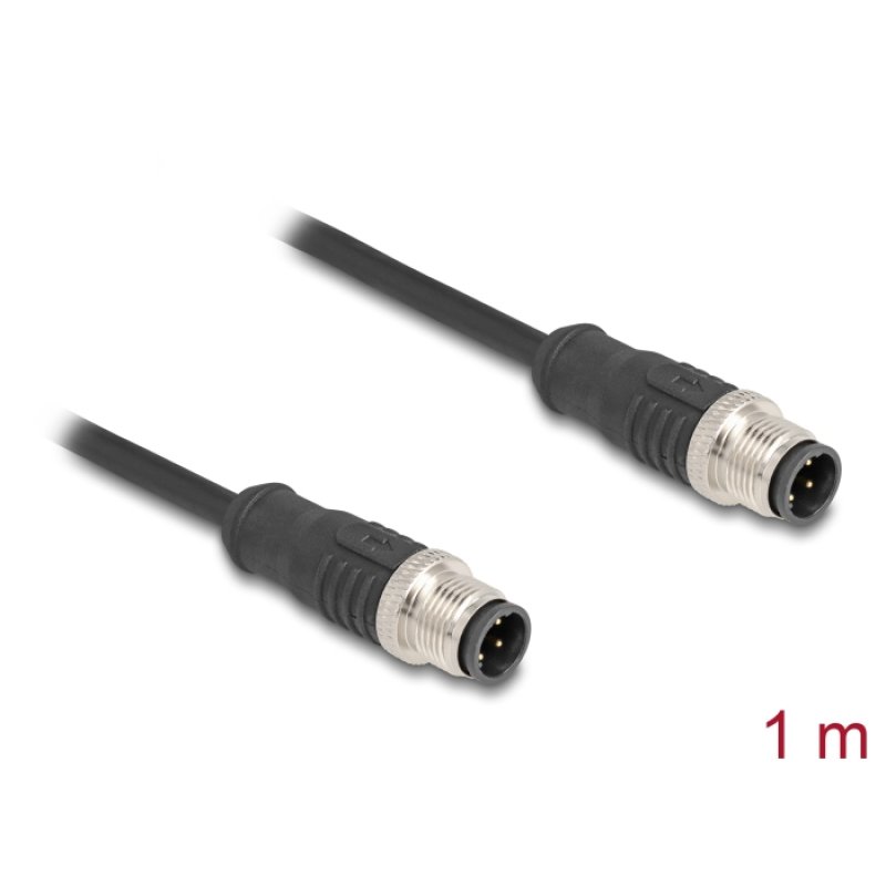 DeLOCK M12 Cable D-coded 4 pin male to male PVC 1 m