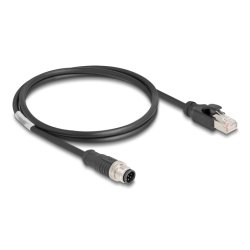 DeLOCK M12 Cable A-coded 8 pin male to RJ45 male PVC 1 m