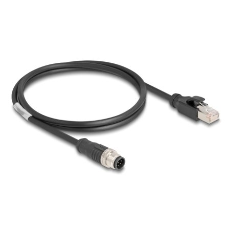 Delock M12 Kabel A-kodiert 8 Pin Stecker zu RJ45 Stecker PVC 1 m