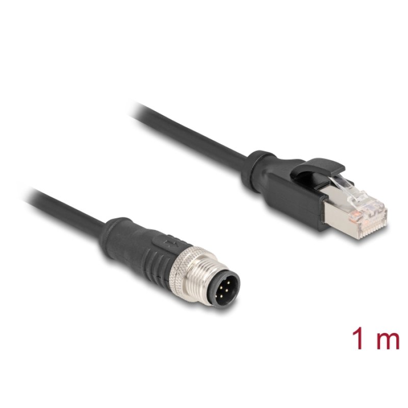 DeLOCK Câble M12 codée A à 8 broches mâle à RJ45 mâle, PVC, 1 m