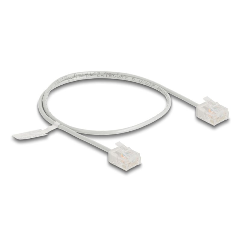DeLOCK Câble de réseau RJ45 Cat.6 UTP Ultra Slim, 0,5 m, gris, avec fiches courtes