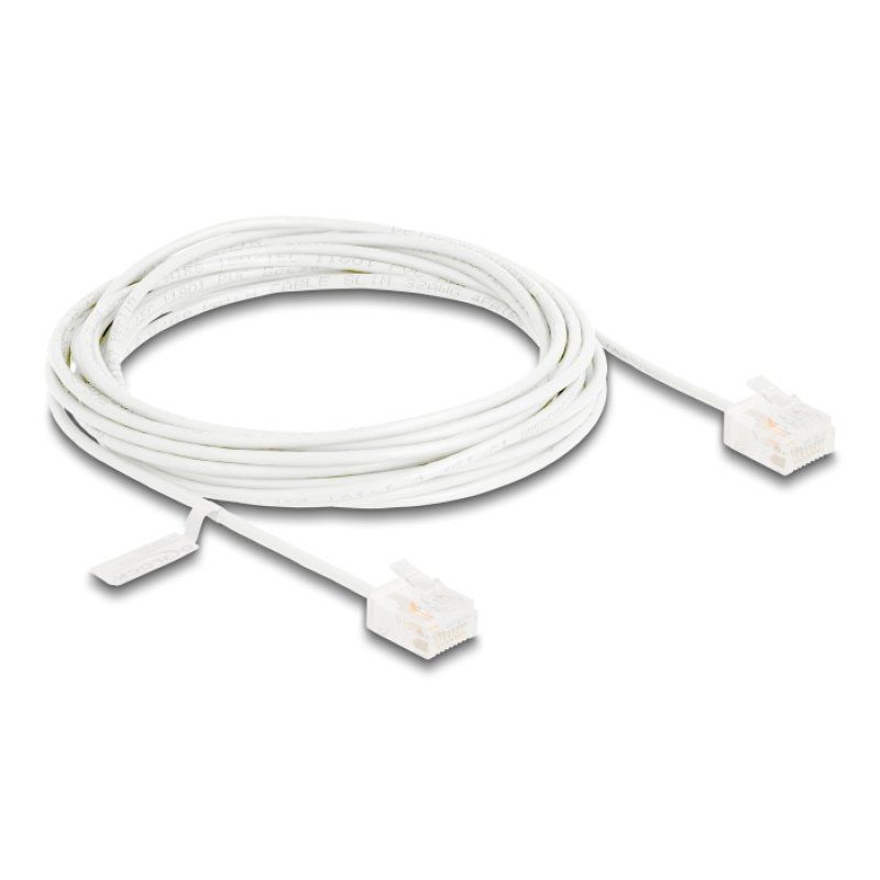 DeLOCK RJ45 Network Cable Cat.6 UTP Ultra Slim 5 m white with short plugs
