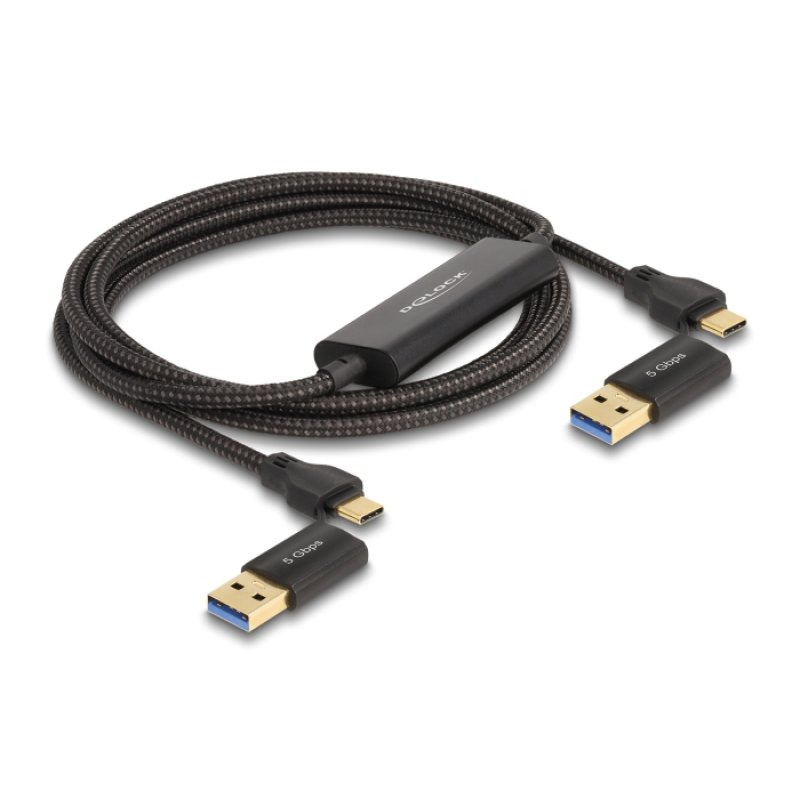 DeLOCK USB Type-C 5 Gbps Câble de liaison des données Interrupteur KM, 2 m