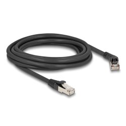 DeLOCK RJ45 Network Cable Cat.6A S/FTP plug 45° right angled to plug straight 3 m black
