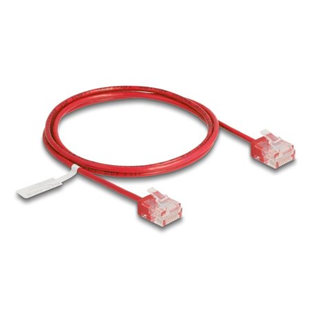 DeLOCK RJ45 Network Cable Cat.6 UTP Ultra Slim 1 m red with short plugs