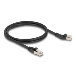 Delock RJ45 Netzwerkkabel Cat.6A S/FTP Stecker 45° nach links gewinkelt zu Stecker gerade 1 m schwarz