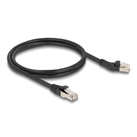 DeLOCK Câble de réseau RJ45, Cat.6A S/FTP mâle, angulé 45° à gauche, à droit mâle, 1 m, noir
