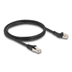 Delock RJ45 Netzwerkkabel Cat.8.1 S/FTP Stecker 45° nach links gewinkelt zu Stecker gerade bis 40 Gbps 1 m schwarz