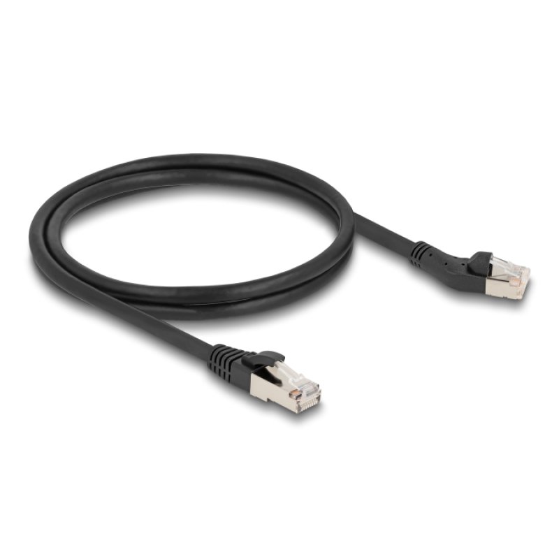 DeLOCK Câble de réseau RJ45, Cat.8.1 S/FTP mâle, angulé à 45° à gauche,, à mâle droit, jusqu’à 40 Gbps, 1
