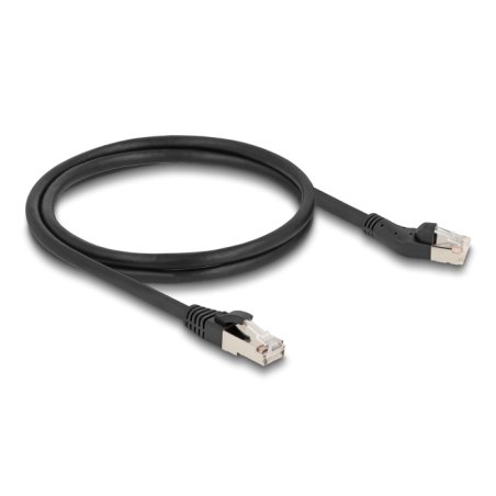 DeLOCK RJ45 Network Cable Cat.8.1 S/FTP plug 45° left angled to plug straight up to 40 Gbps 1 m black