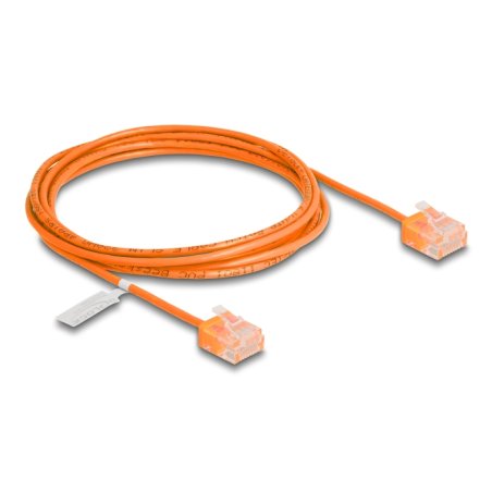 DeLOCK Câble de réseau RJ45 Cat.6 UTP Ultra Slim, 2 m, orange, avec fiches courtes