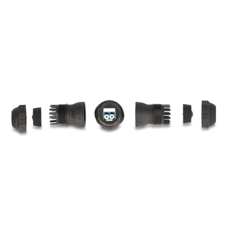 Delock LWL Kabelverbinder LC Duplex Buchse zu LC Duplex Buchse UPC OS2 IP68 staub- und wasserdicht