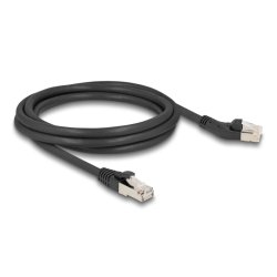 DeLOCK Câble de réseau RJ45, Cat.6A S/FTP mâle, angulé 45° à gauche, à droit mâle, 2 m, noir