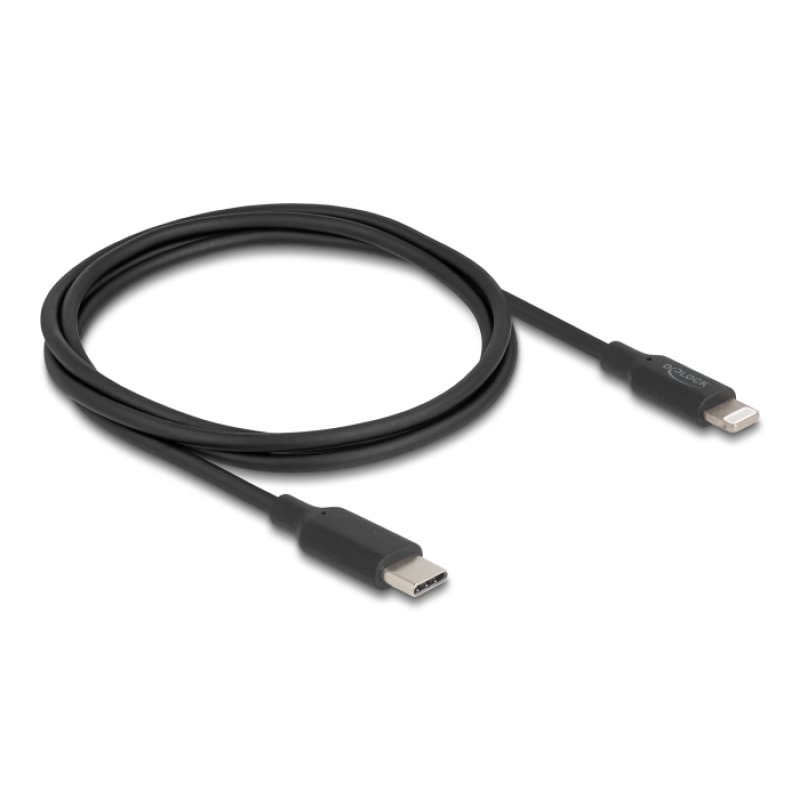 DeLOCK Slim Data and Charging Cable USB Type-C to Lightning for iPhone, iPad, iPod black 1 m MFi