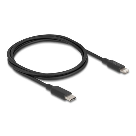 DeLOCK Câble fin de données et de chargement USB Type-C à Lightning pour iPhone, iPad, iPod, noir, 1 m, MFi