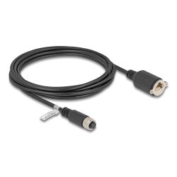 DeLOCK Câble M12 codé-A, 8 broches femelles vers RJ45 femelle pour installation Cat.5e FTP, 3 m, noir