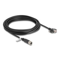 DeLOCK Câble M12 codé-X, 8 broches femelle vers RJ45 mâle avec vis Cat.6A S/FTP, 5 m, noir