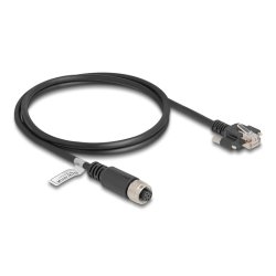 DeLOCK Câble M12 codé-A, 8 broches femelle vers RJ45 mâle avec vis Cat.5e FTP, 1 m, noir