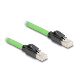 Delock RJ45 Netzwerkkabel Cat.6A Stecker zu Stecker SF/UTP schleppkettentauglich PUR (TPU) 2 m grün