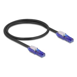 Delock RJ45 Netzwerkkabel Cat.6 UTP mit 180° winkelbaren Steckern schwarz 0,5 m
