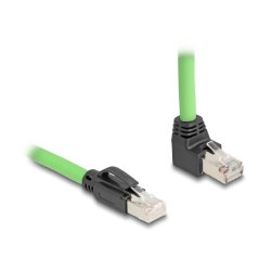 Delock RJ45 Netzwerkkabel Cat.6A Stecker zu Stecker oben gewinkelt SF/UTP schleppkettentauglich PUR (TPU) 5 m grün