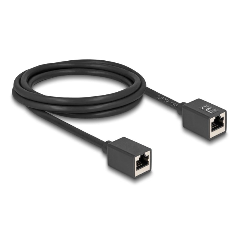 Delock Netzwerk Verlängerungskabel Kupplung RJ45 Buchse zu RJ45 Buchse Cat.6A S/FTP 2 m schwarz