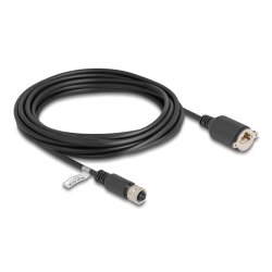 DeLOCK Câble M12 codé-D, 4 broches femelles vers RJ45 femelle pour installation Cat.5e FTP, 5 m, noir